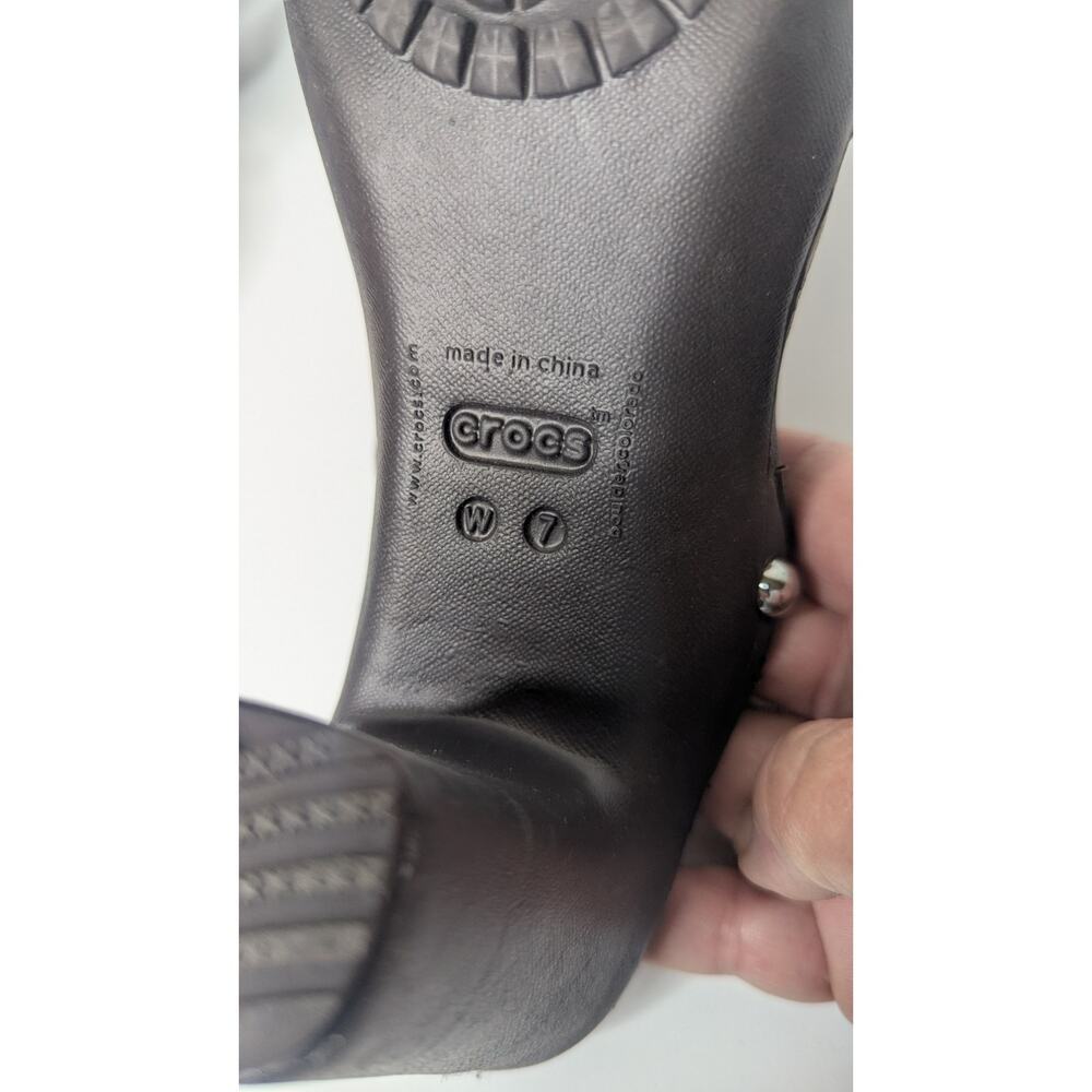 Crocs Cyprus Iv mushroom brown high heels slip on sandals comfort size 7 - Picture 9 of 12